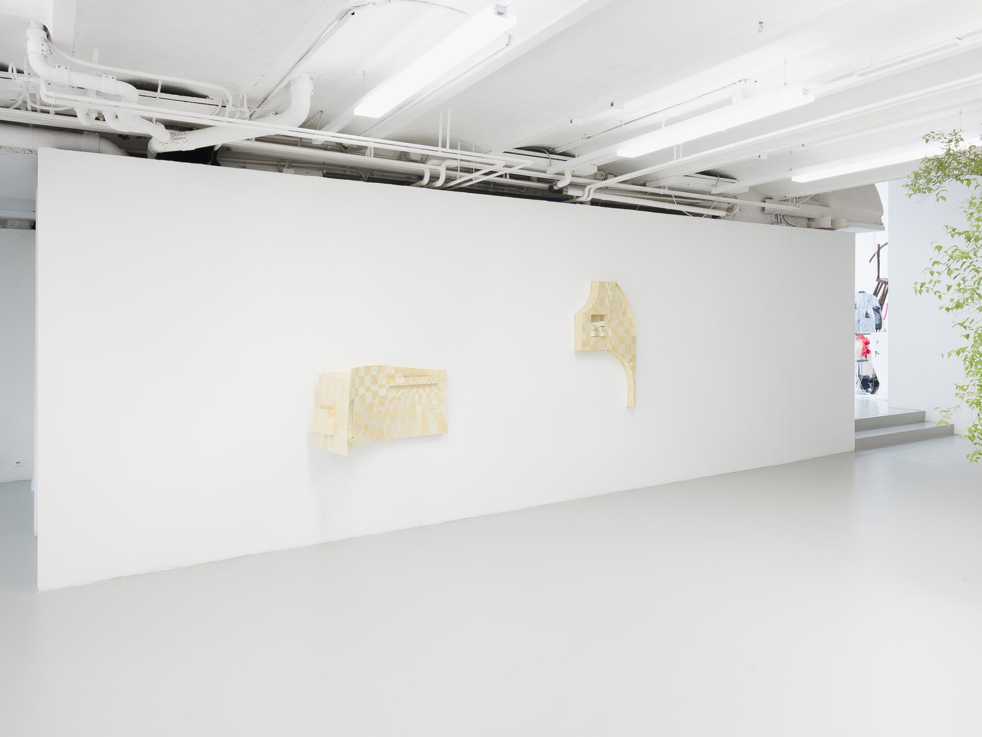 Anna Christen, *Folded Secrets* & *Staged Desire*, 2025. Plattform25, exhibition view, Centre d’art Neuchâtel, 2025. Photo: Sébastien Verdon.