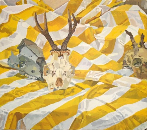 Schädel auf gelbem Tuch, 2007