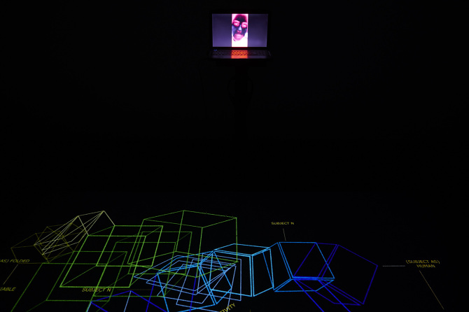 A Viral Poem / To Destroy a World – (through) – The Scales of Everything, Ausstellungsansicht / vue de l'exposition Plattform20, 2020
© Guillaume Python_Fri Art 2020